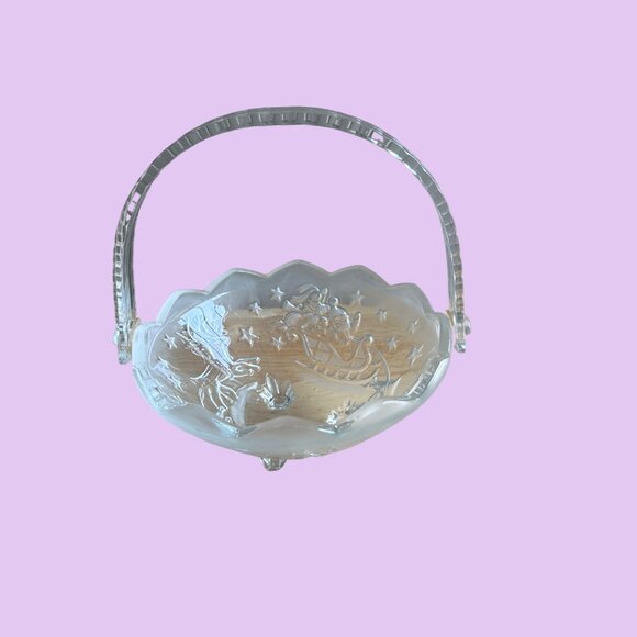 Mikasa Crystal Basket Santa's Sleigh With Reindeer Christmas Night - Picture 8 of 8